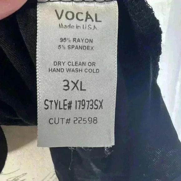 VOCAL PLUS SIZE Womens BLACK SHIRT BLOUSE TOP 3X Gold Silver BEADS Tunic - Picture 6 of 9